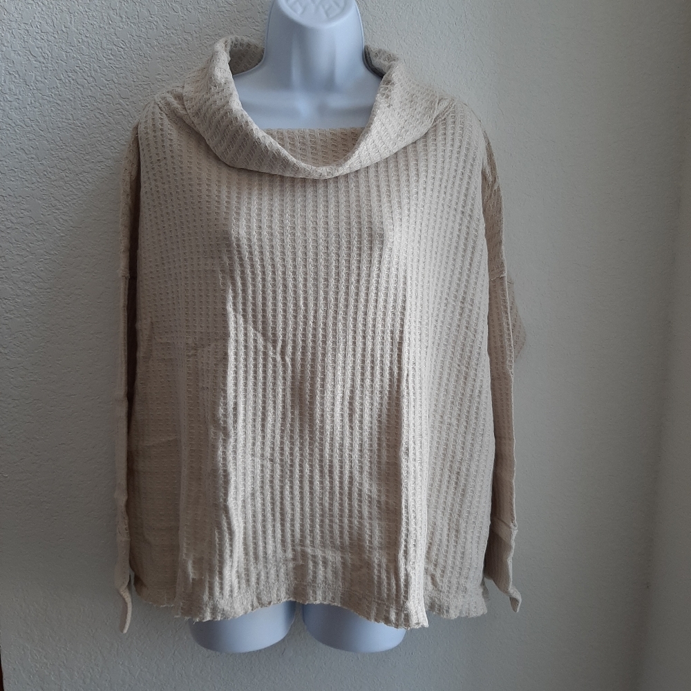 Free People Juicy Long Sleeve Waffle Knit Top  NWT Color: Cold Stone